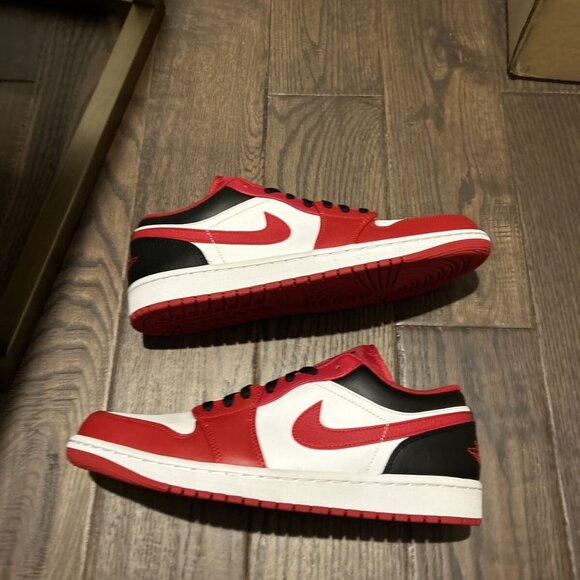 Air Jordan 1 Low Sneakers Men\'s Size 11 White/ Gym Red- Black 553558-163 main image 4
